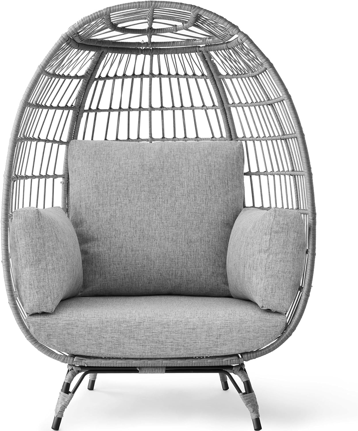 Durable Fresh Find Best Choice Products Wicker Egg Chair Oversized Indoor Outdoor Lounger Ivory Distinctive