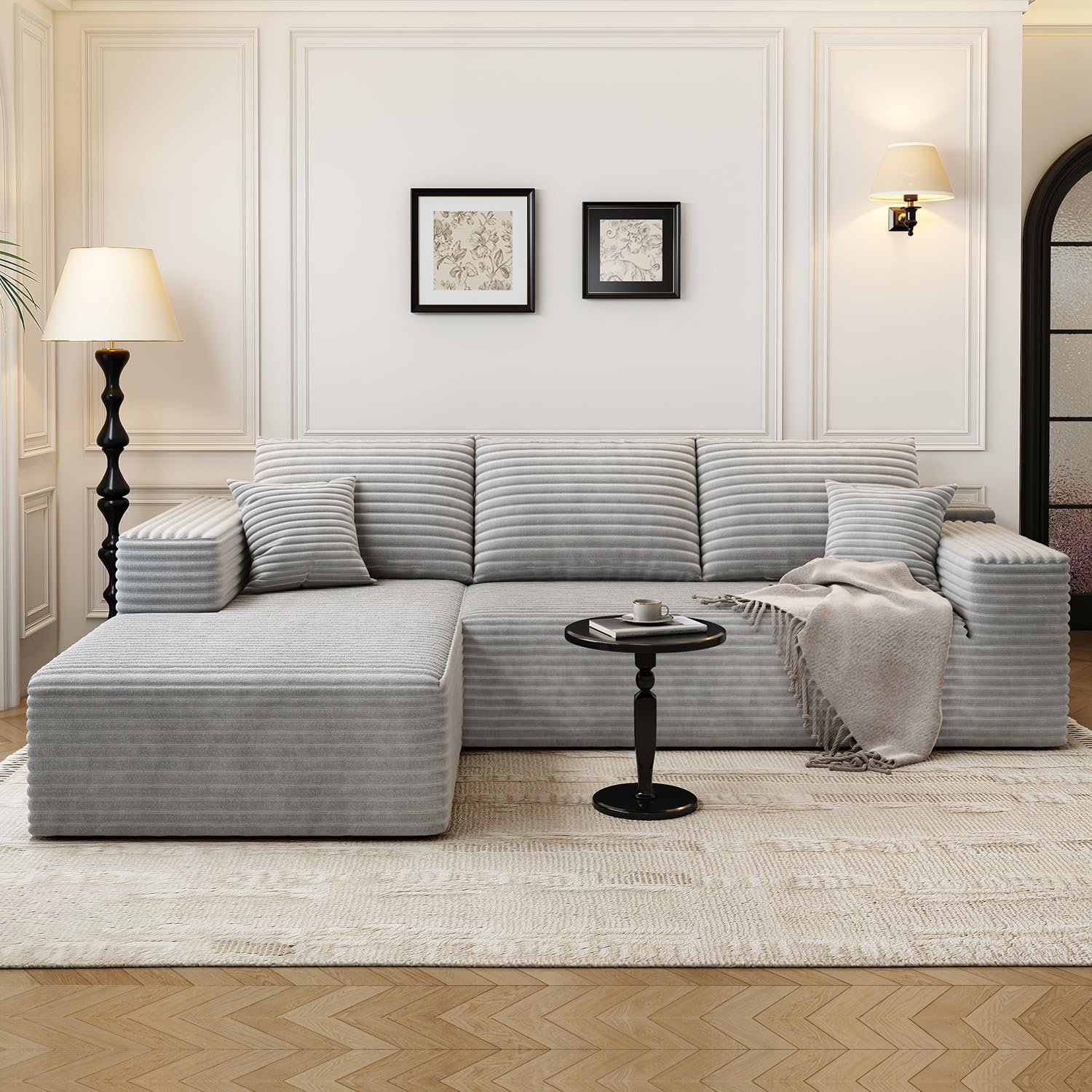 Durable Smart Pick 5" Cloud Modular Sectional Sofa L-Shape Chaise Deep Seat Black Left Facing Reliable