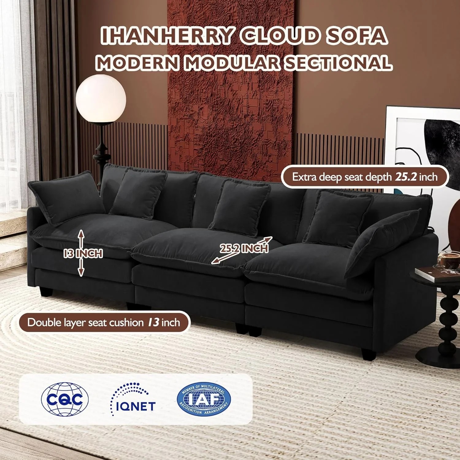 Premium Fresh Find Ihanherry 146" U-Shaped Modern Sofa Modular Sectional Cloud Couch Grey Practical