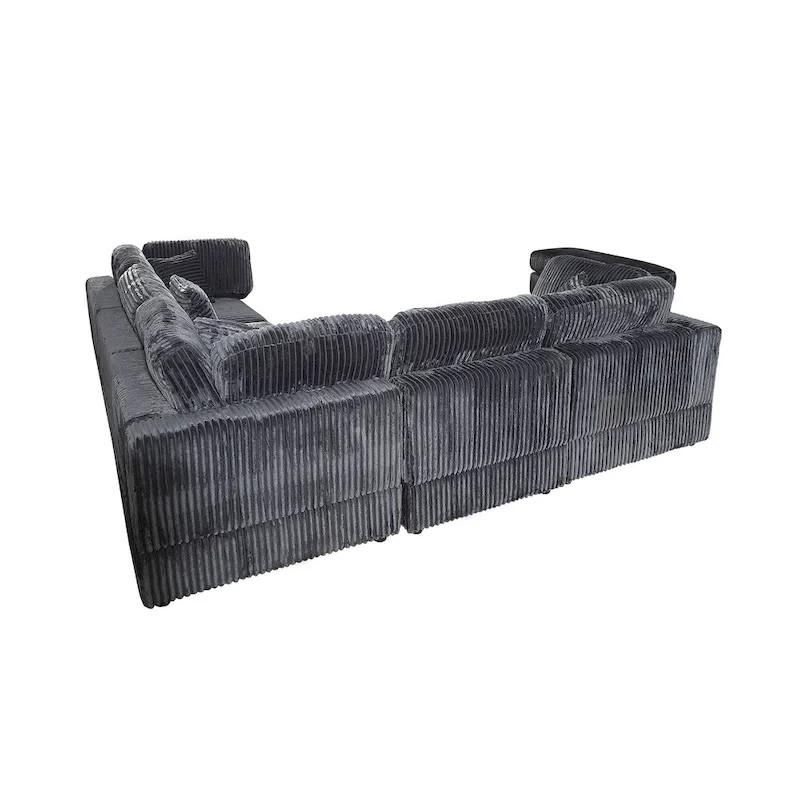 Select Direct Source Oversized 6-Piece Corduroy Upholstered L-Shaped Modular Sectional Sofa, DIY Combination Original