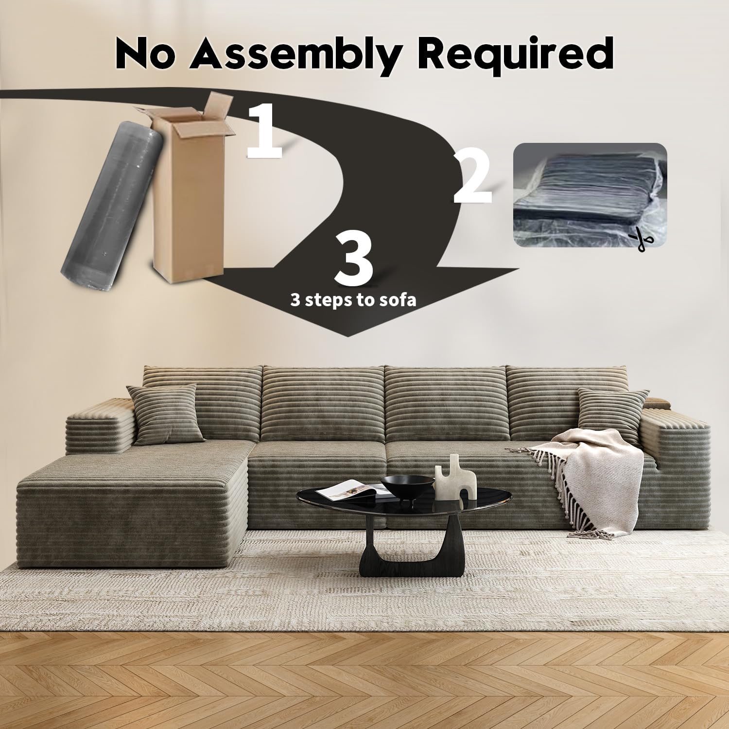 Durable Smart Pick 5" Cloud Modular Sectional Sofa L-Shape Chaise Deep Seat Black Left Facing Reliable
