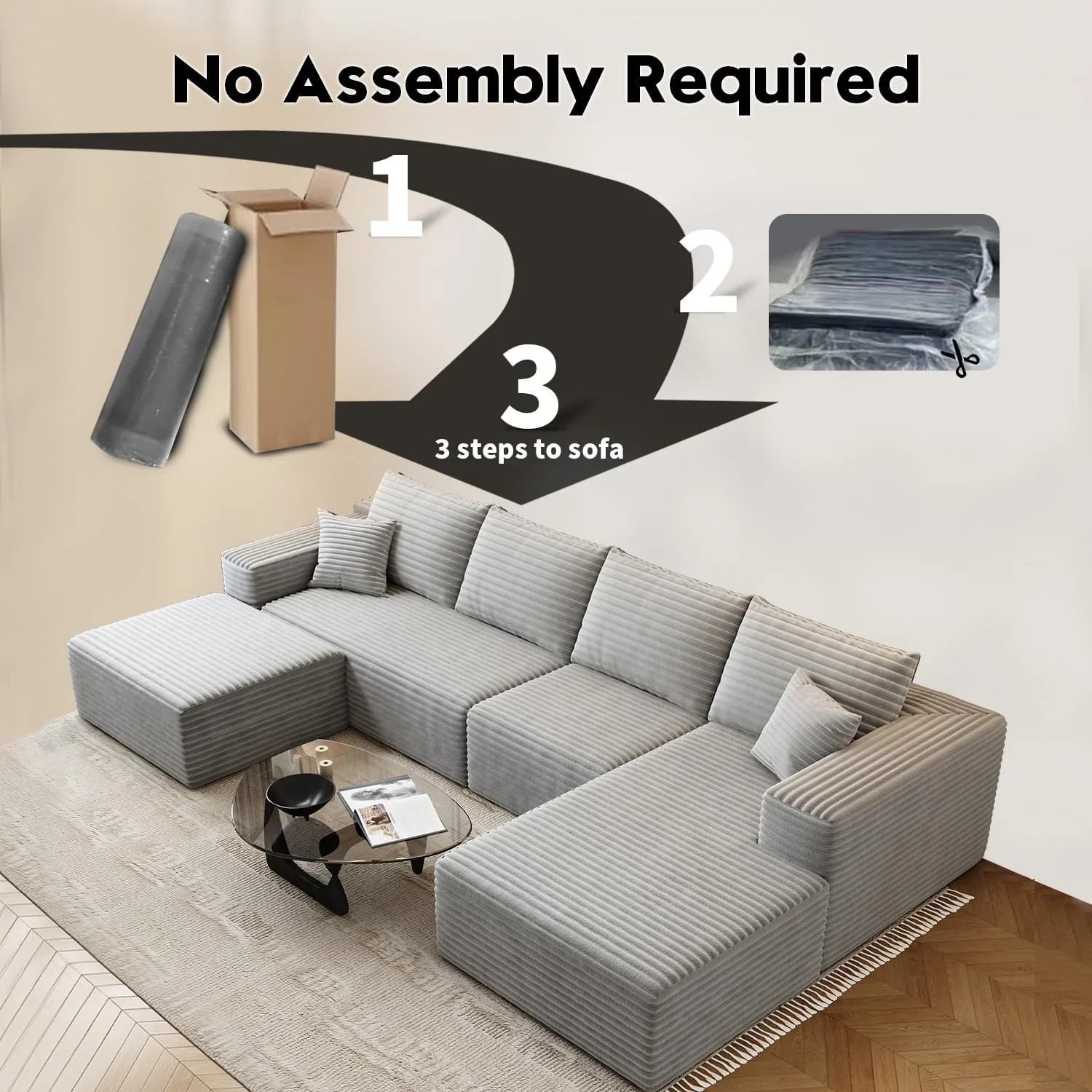 Durable Smart Pick 5" Cloud Modular Sectional Sofa L-Shape Chaise Deep Seat Black Left Facing Reliable