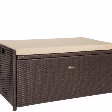 Limited Basic Line Barton Outdoor Storage Bench Rattan Style Deck Box Wicker Patio Furniture 60-Gallon Brown Enhanced