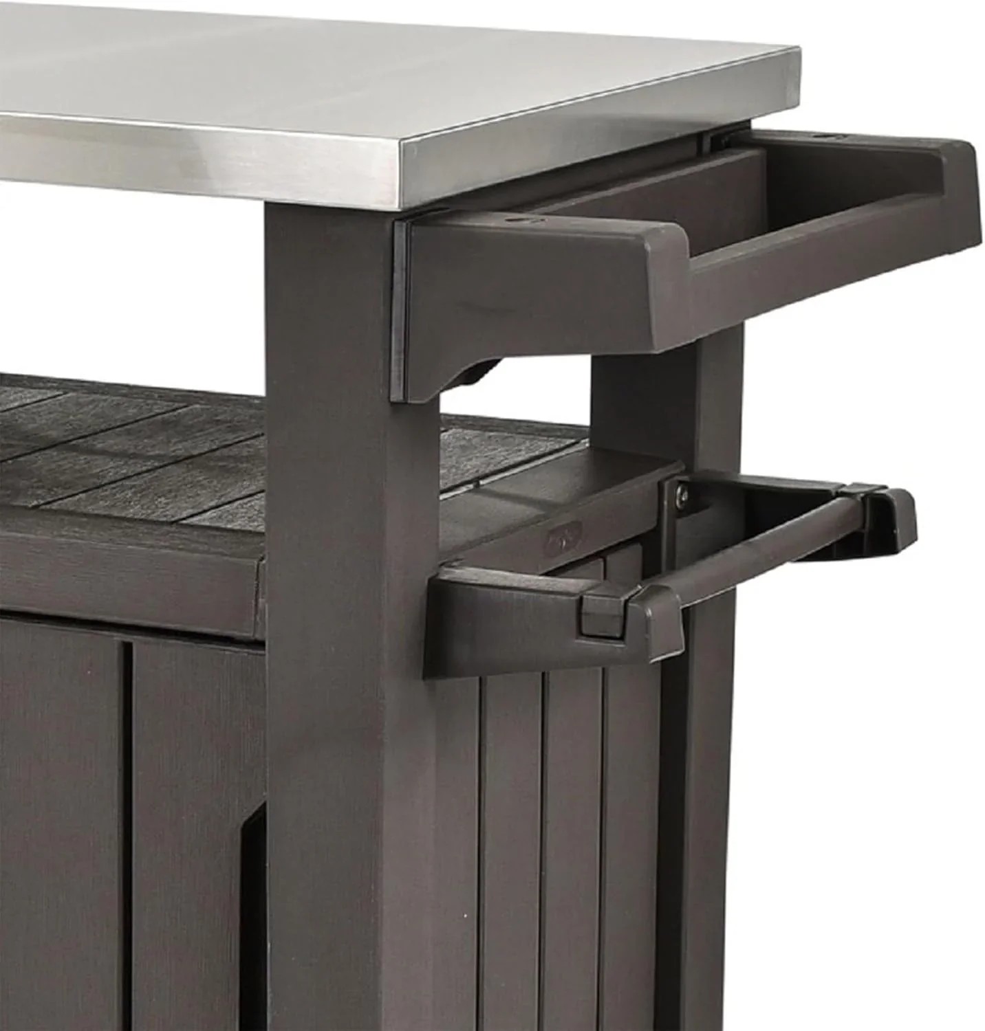 Premium Everyday Co Keter Outdoor Rolling Table Cart for Food Prep, Storage, Bar & Grill, Dark Brown Modern