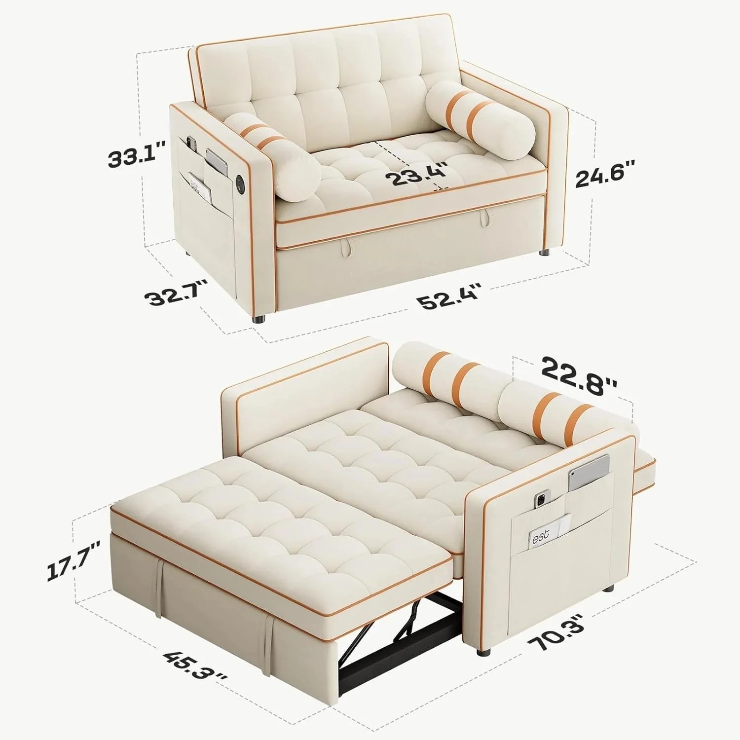 Annual Basic Line Sofa Bed 3-in-1 Convertible Sleeper Sofa Enhanced
