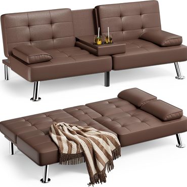 Durable Pure Value Homall Futon Sofa Bed Leather Futon Couch with Armrests Adjustable Recliner Sleeper Sofa Bed Reliable