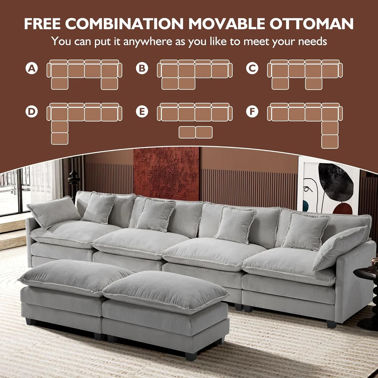Premium Fresh Find Ihanherry 146" U-Shaped Modern Sofa Modular Sectional Cloud Couch Grey Practical