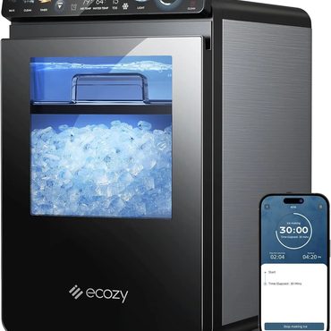 Durable Smart Pick Nugget Ice Maker Countertop Smart Pebble Ice Machine APP Control 44 lbs/24H Stainless Steel Improved