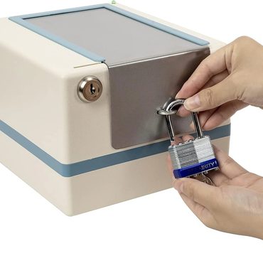 Genuine True Basics Tamper-proof automatic pill dispenser - metal safety lid with padlock Original