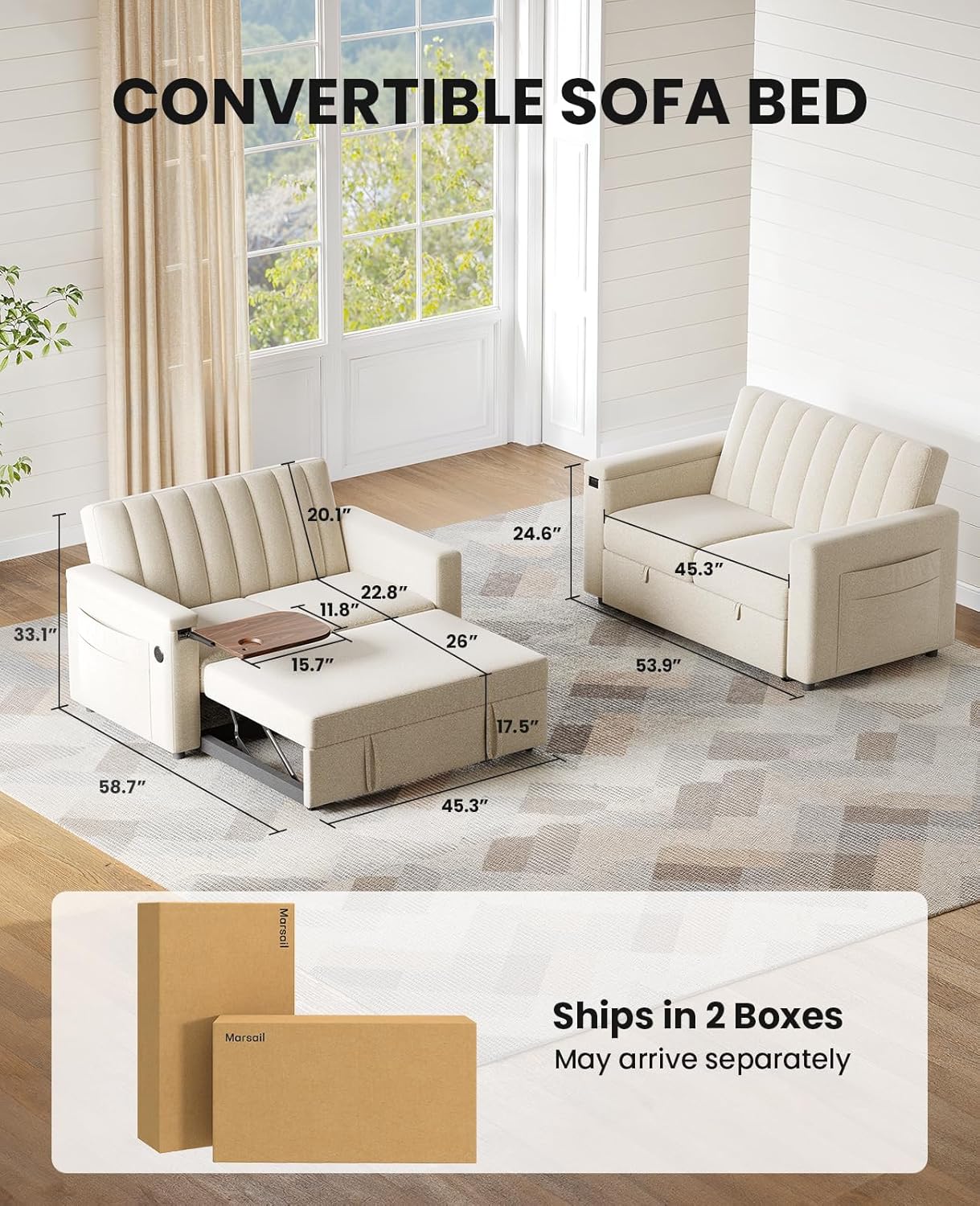 Annual Basic Line Sofa Bed 3-in-1 Convertible Sleeper Sofa Enhanced