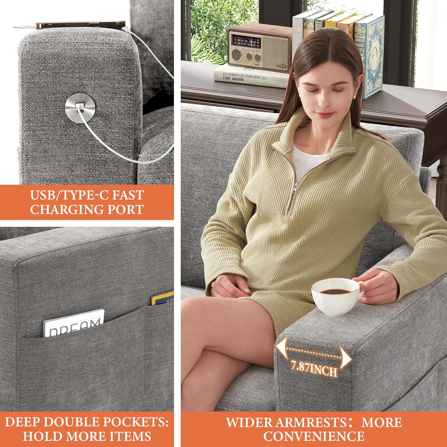 Premium Fresh Find Ihanherry 146" U-Shaped Modern Sofa Modular Sectional Cloud Couch Grey Practical