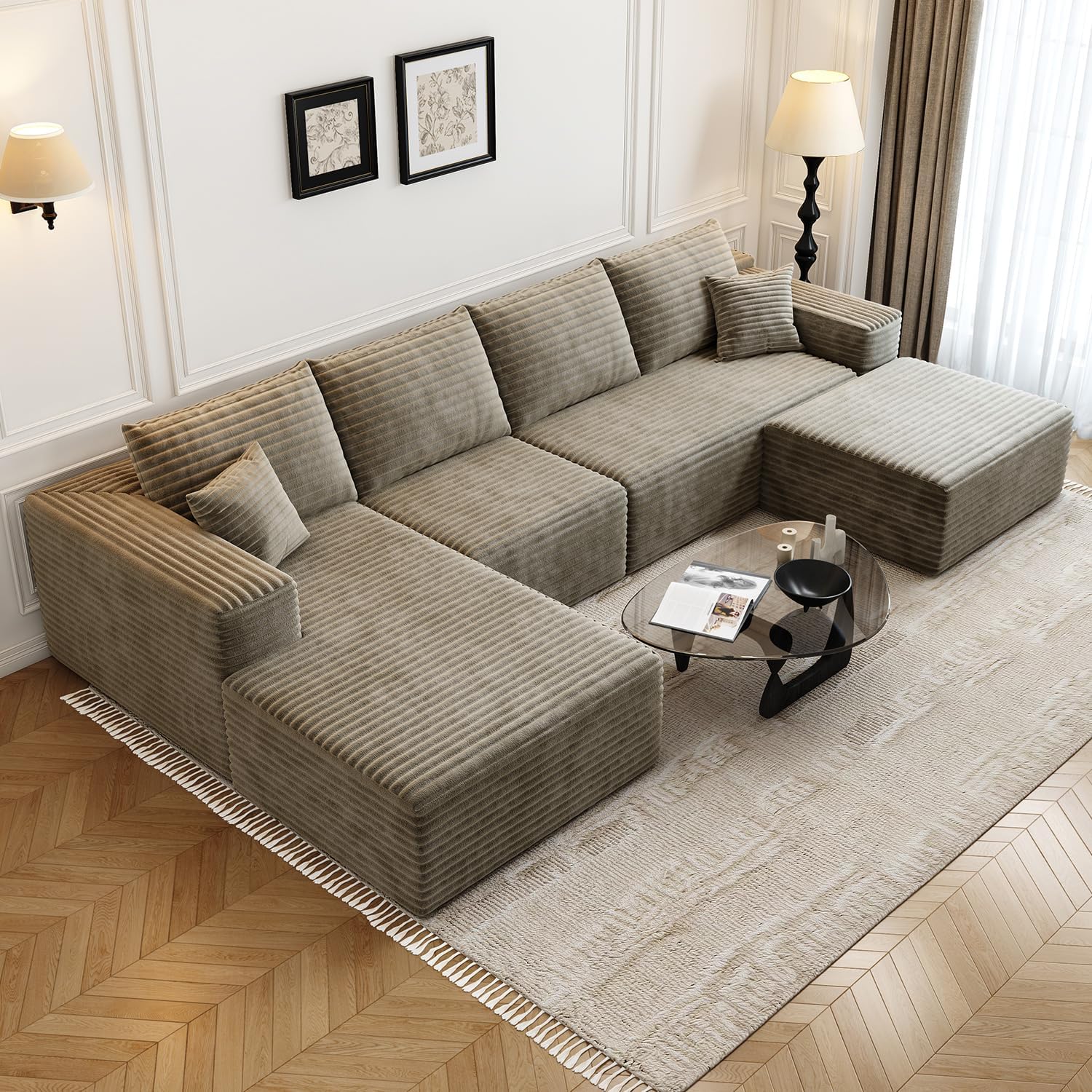 Durable Smart Pick 5" Cloud Modular Sectional Sofa L-Shape Chaise Deep Seat Black Left Facing Reliable