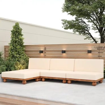 Limited Clear Choice Scott Living Dulcie 4 Piece Outdoor Acacia Wood L Shape Setional Sofa with Removable Cushions Universal