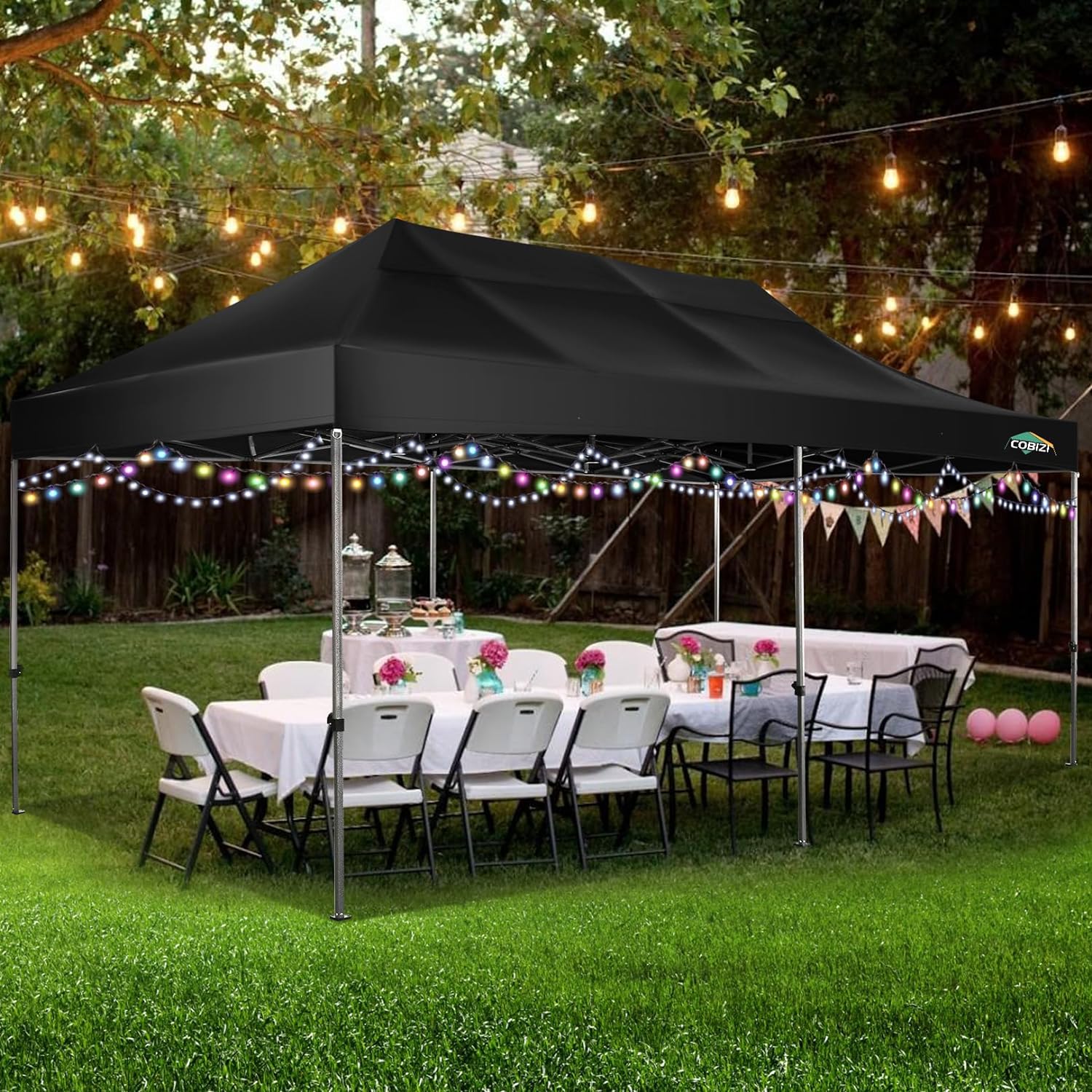 In Stock Pure Value COBIZI 10x20 Heavy Duty Pop up Canopy Tent with 6 Sidewalls Black Functional