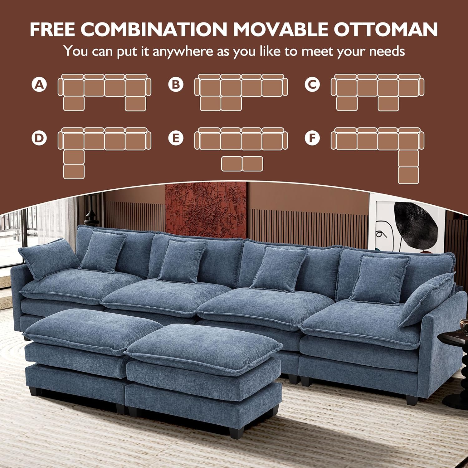 Premium Fresh Find Ihanherry 146" U-Shaped Modern Sofa Modular Sectional Cloud Couch Grey Practical