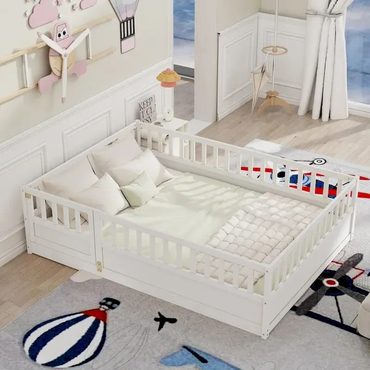 Limited Simple Goods Montessori wooden children's floor bed with Support slat Sound