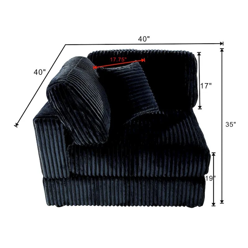 Select Direct Source Oversized 6-Piece Corduroy Upholstered L-Shaped Modular Sectional Sofa, DIY Combination Original