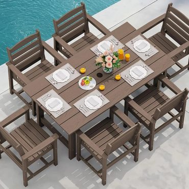 2026 Upgraded Pure Value SERWALL 7-Piece Patio Table Set HDPE Dining Aruba Practical