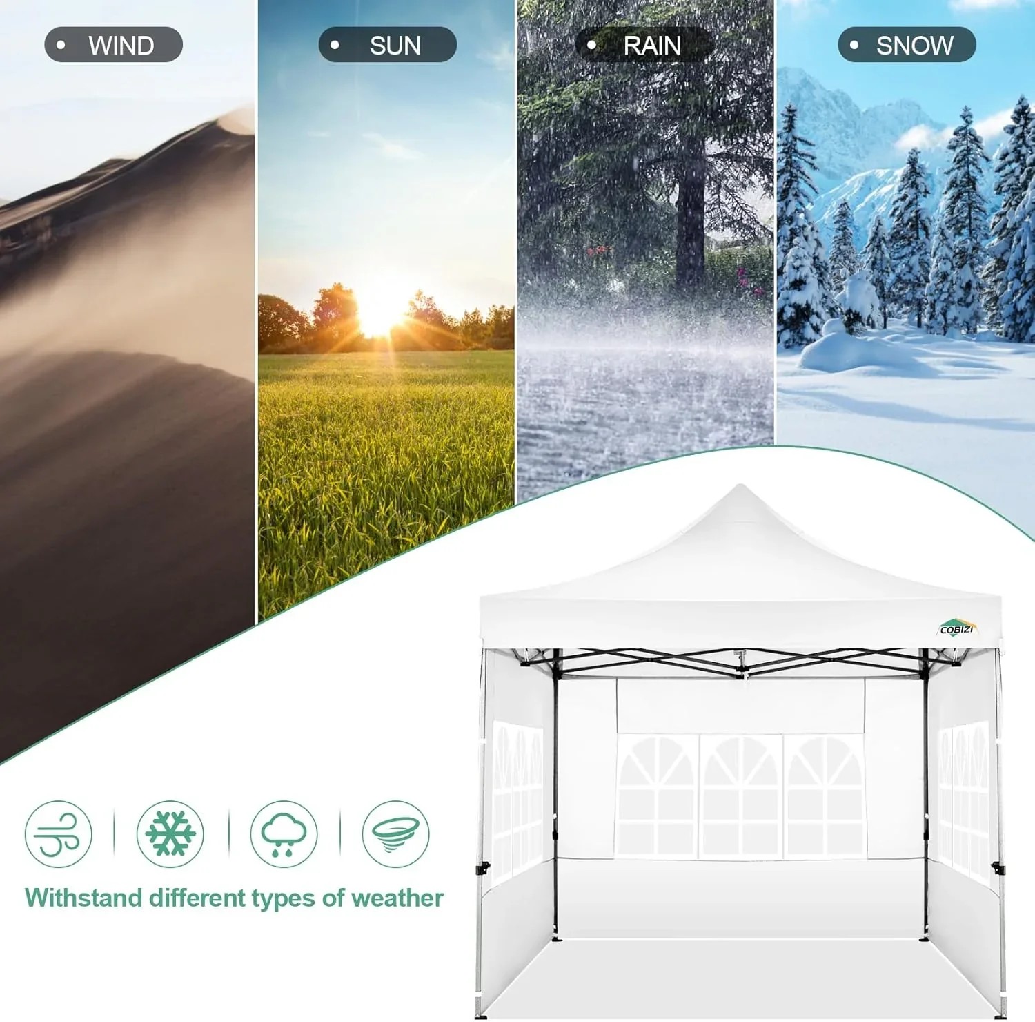 In Stock Pure Value COBIZI 10x20 Heavy Duty Pop up Canopy Tent with 6 Sidewalls Black Functional
