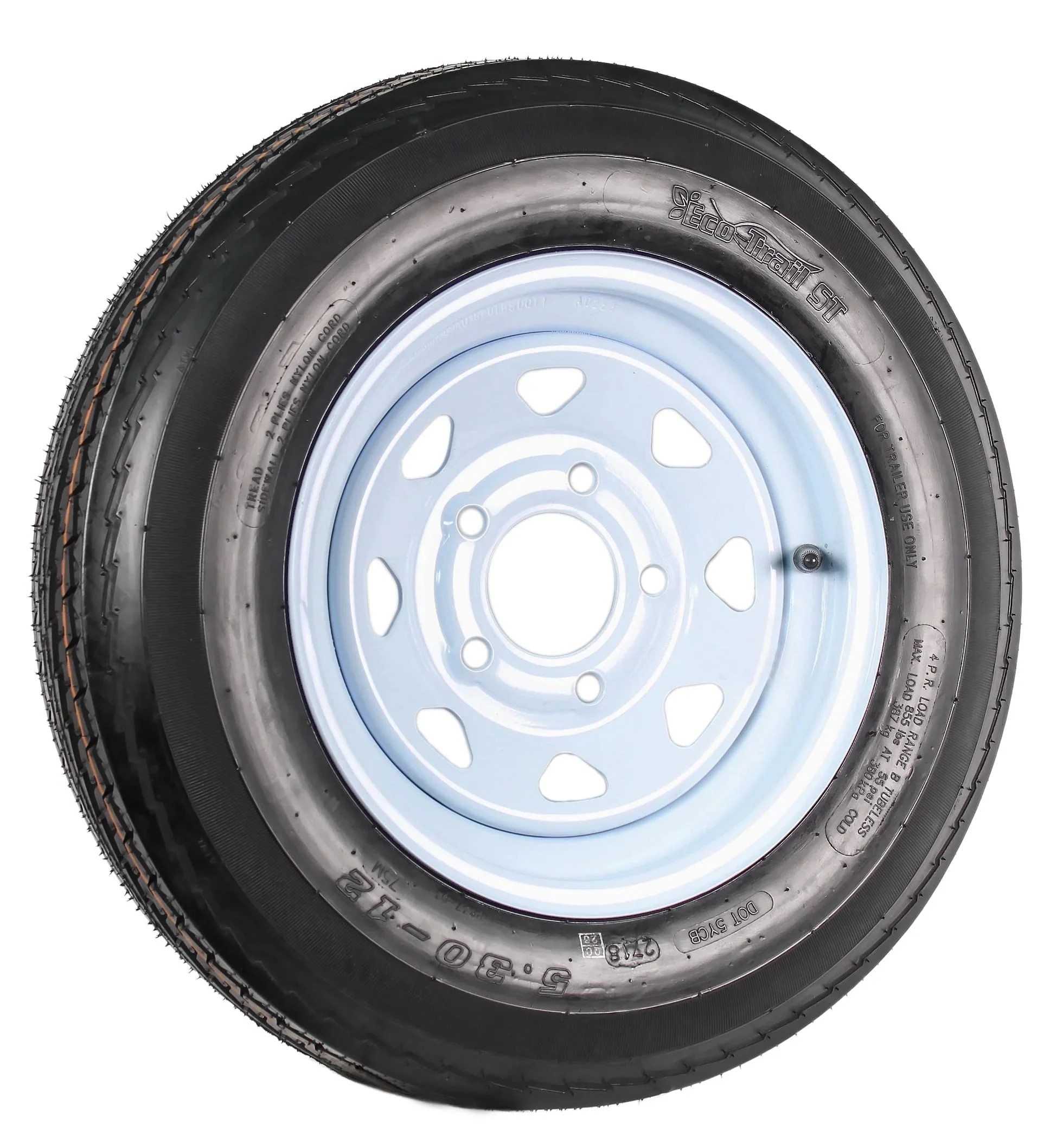 Essential Direct Source Two Trailer Tires On Rims 5.30-12 530-12 5.30 X 12 5 Hole Wheel White Spoke Budget
