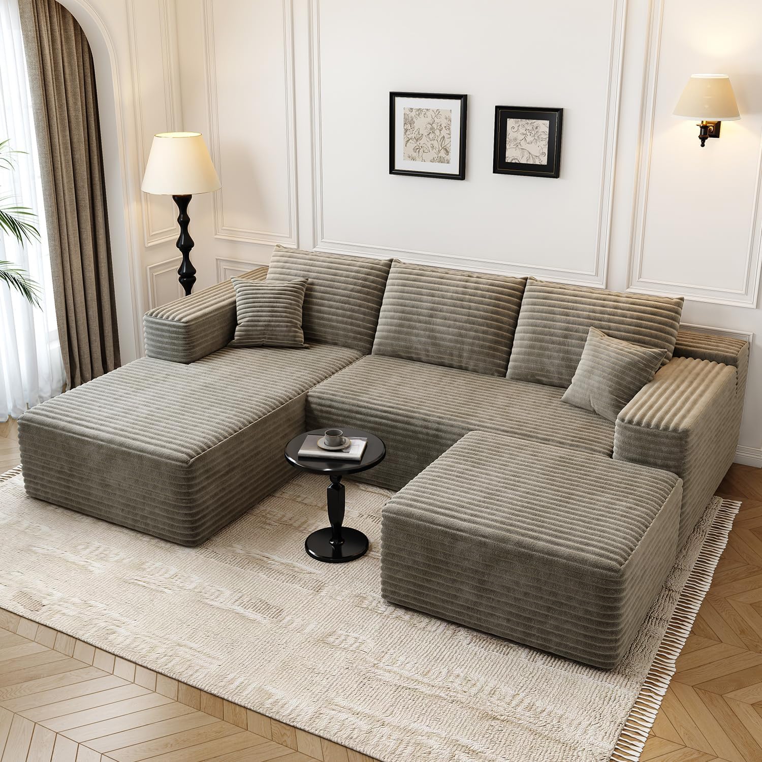 Durable Smart Pick 5" Cloud Modular Sectional Sofa L-Shape Chaise Deep Seat Black Left Facing Reliable