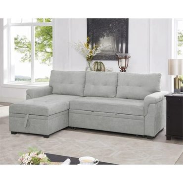 In Season Pure Value Convertible Reversible Sectional Sofa with Pull-Out Sleeper Bed, Hidden Storage Chaise, and Durable Legs Original