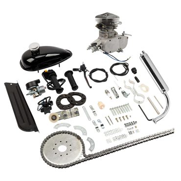 2026 Upgraded True Basics 80cc 2-Stroke Engine Bike Motor Kit for 26′′ Bicycles, Silver White Universal