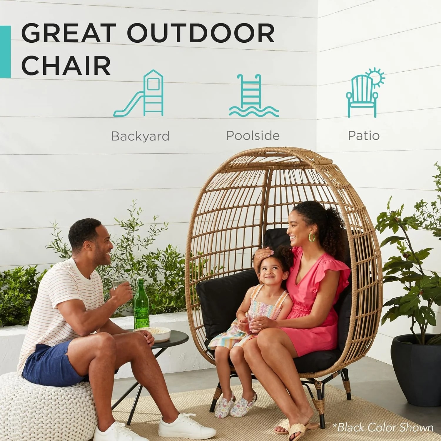 Durable Fresh Find Best Choice Products Wicker Egg Chair Oversized Indoor Outdoor Lounger Ivory Distinctive