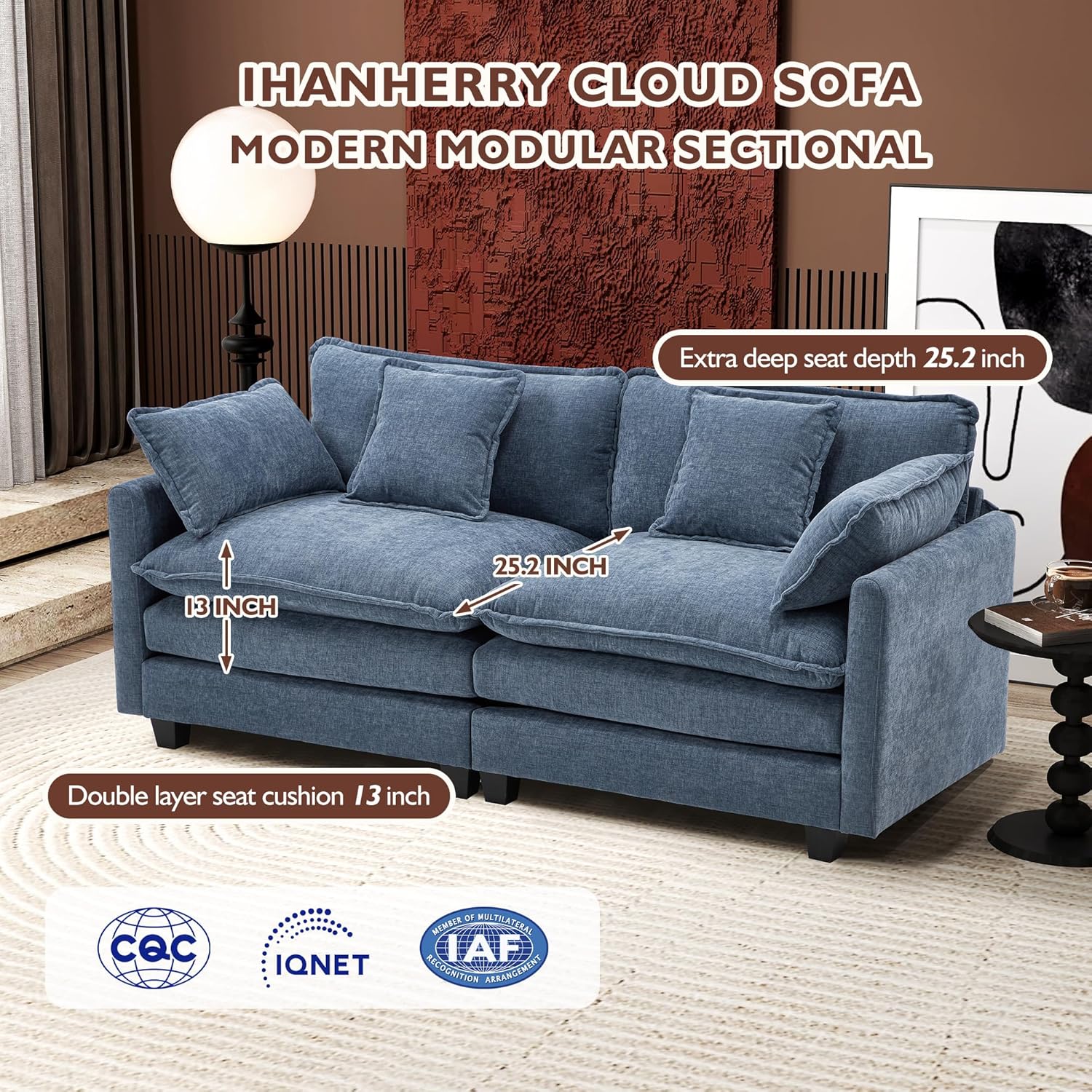 Premium Fresh Find Ihanherry 146" U-Shaped Modern Sofa Modular Sectional Cloud Couch Grey Practical