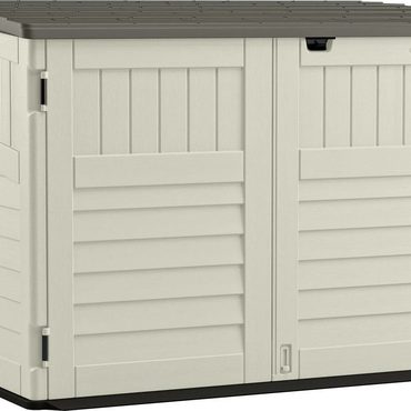 Select Everyday Co Suncast BMS4700 Resin Storage Shed, Off-White/Gray, 70.5′′W x 44.25′′D x 52′′H, Double Door, UV Resistant Sound