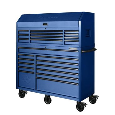 In Stock True Basics 56 in. W x 22 in. D Heavy Duty 23-Drawer Rolling Tool Chest and Top Cabinet, Matte Blue Budget