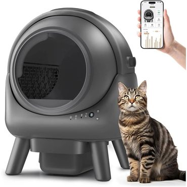 In Stock Fresh Find Self-Cleaning Cat Litter Box for Multiple Cats, App Controlled, Grey-Qx2 Improved