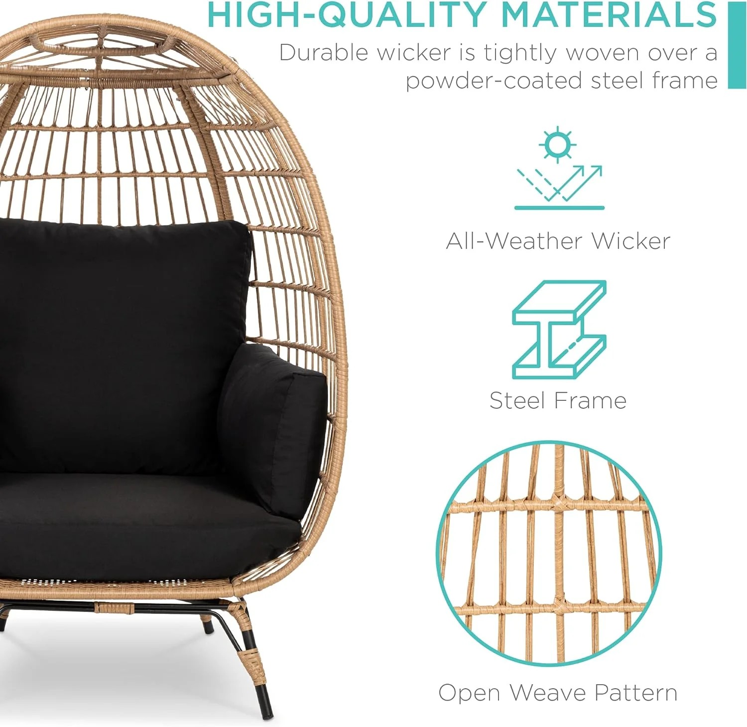 Durable Fresh Find Best Choice Products Wicker Egg Chair Oversized Indoor Outdoor Lounger Ivory Distinctive