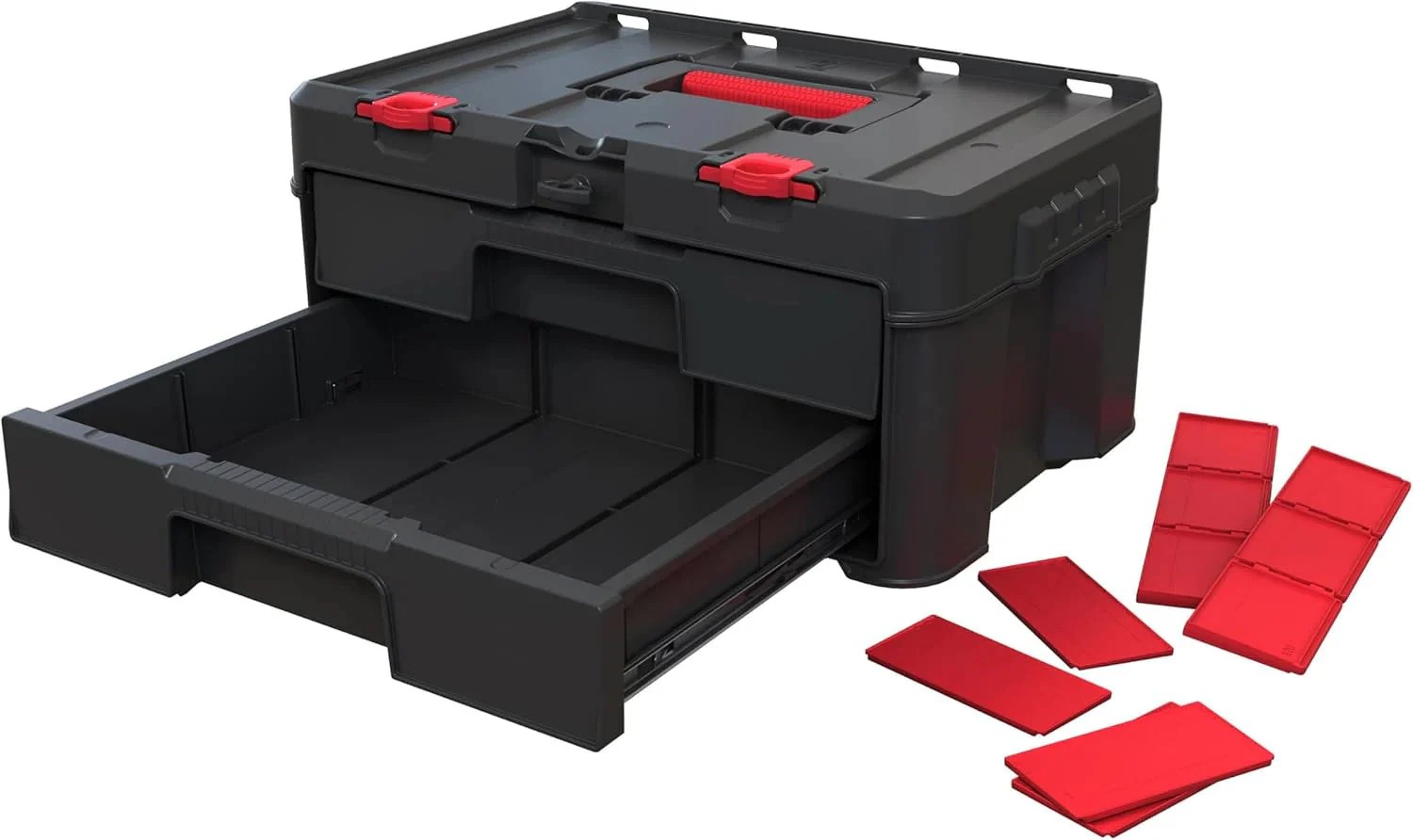 Select Everyday Co Keter Stack-n-Roll Modular Tools Organizer for Garage Storage and DIY 3 Piece Resin Rolling Tool Box System Fine