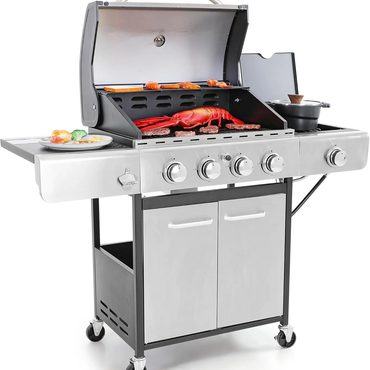 Annual Simple Goods Captiva Designs 4-Burner Gas Grill, Side Burner, 42,000 BTU, Stainless Universal