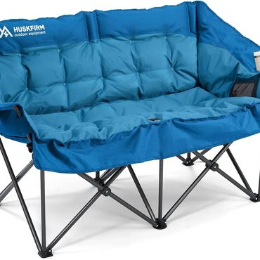2026 Upgraded Standard Goods Double Camping Chairs Padded Loveseat for 2 Person Heavy Duty Oversized Grey Enhanced