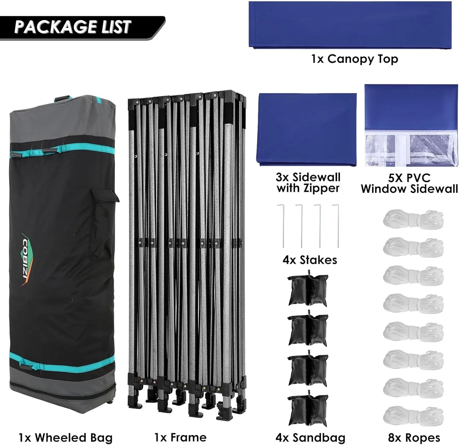 In Stock Pure Value COBIZI 10x20 Heavy Duty Pop up Canopy Tent with 6 Sidewalls Black Functional