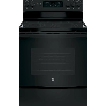 Select Standard Goods GE 30′′ Freestanding Electric Range, Black – Dual-Element Cooktop, Convection Oven, Self-Cleaning Sensible