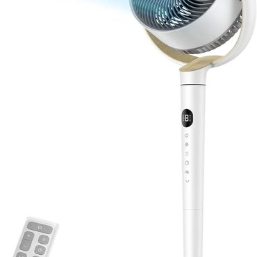New 2026 Open Market Dreo Fan for Bedroom 120 Oscillating Standing Fan Quiet DC Motor 9 Speeds White Improved