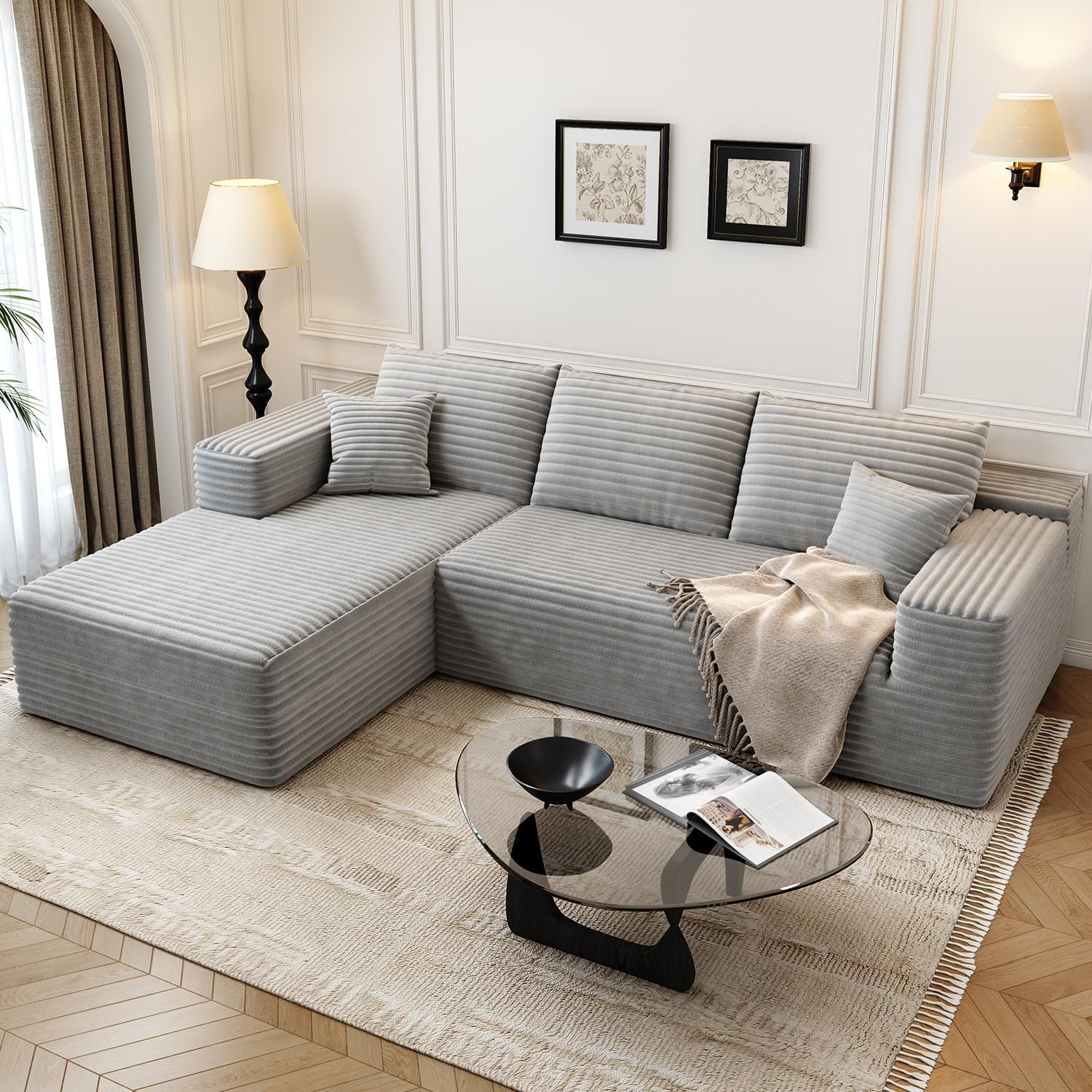 Durable Smart Pick 5" Cloud Modular Sectional Sofa L-Shape Chaise Deep Seat Black Left Facing Reliable