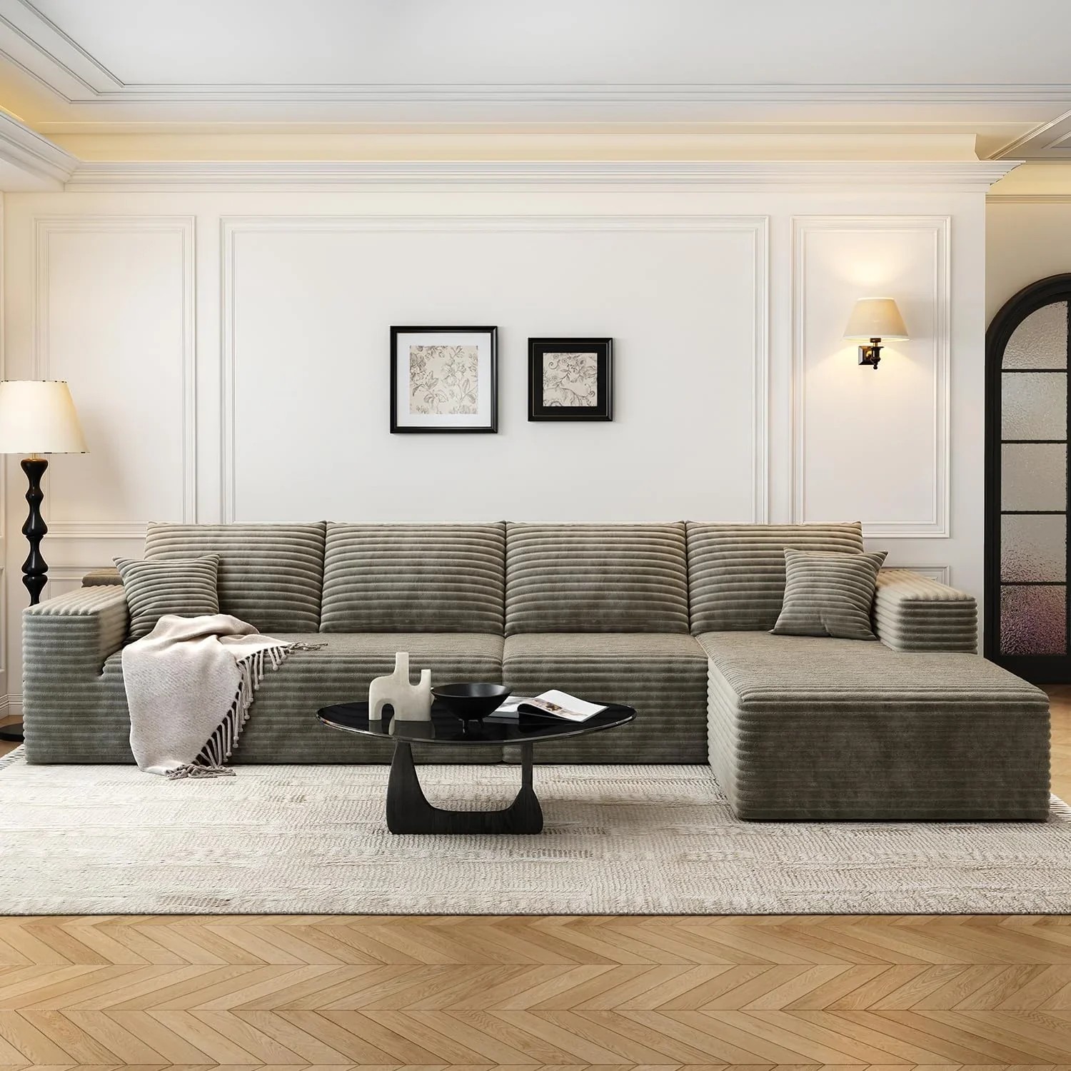 Durable Smart Pick 5" Cloud Modular Sectional Sofa L-Shape Chaise Deep Seat Black Left Facing Reliable