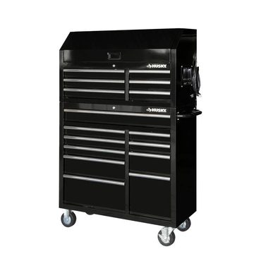 Limited Simple Goods 41 in. 16-Drawer Tool Chest and Cabinet Combo in Gloss Black Functional
