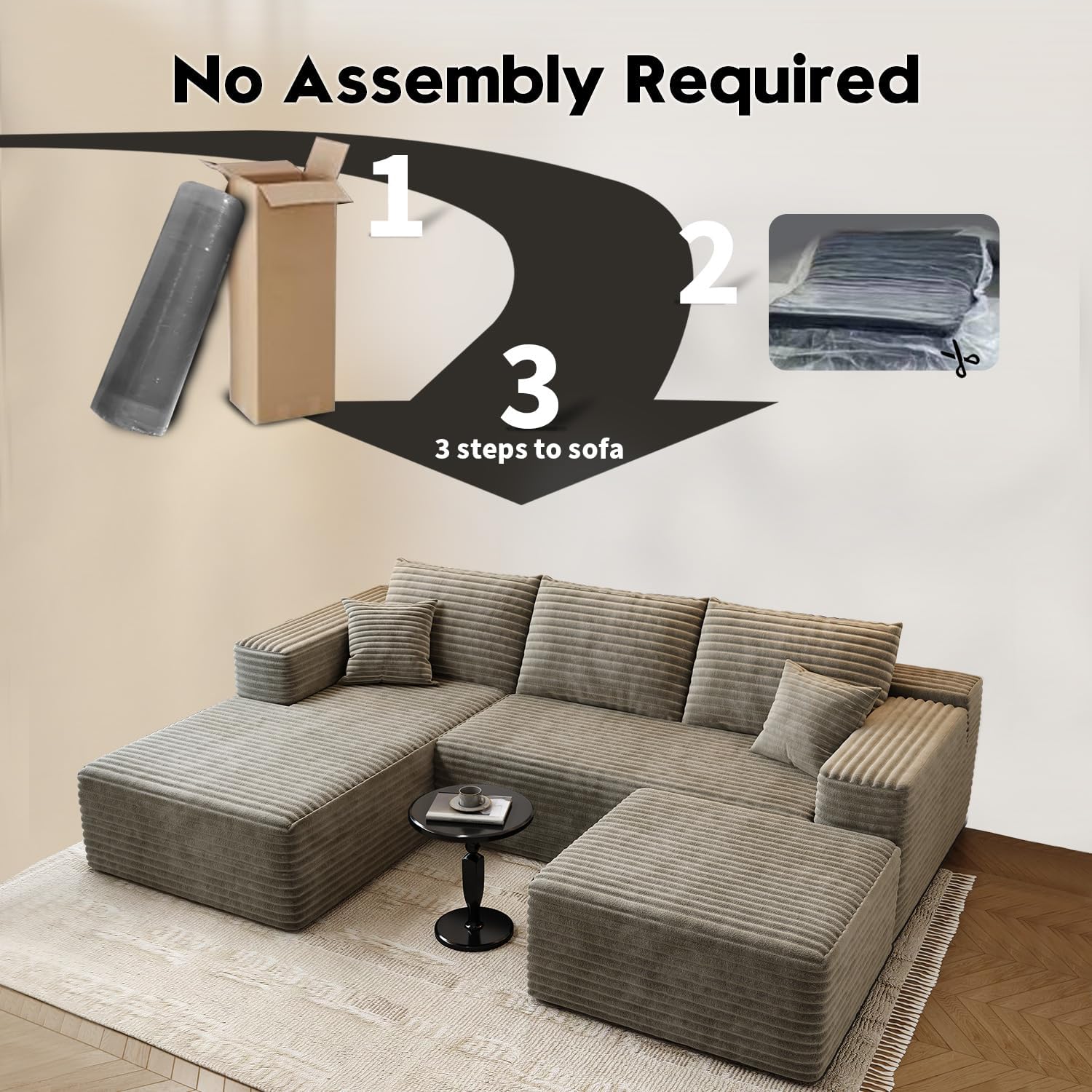 Durable Smart Pick 5" Cloud Modular Sectional Sofa L-Shape Chaise Deep Seat Black Left Facing Reliable