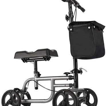 Revolutionary Open Market 4 Wheels Knee Scooter Walker, All Terrain Rolling Steerable Adjusted Height Walking Aid with Storage Bags Practical