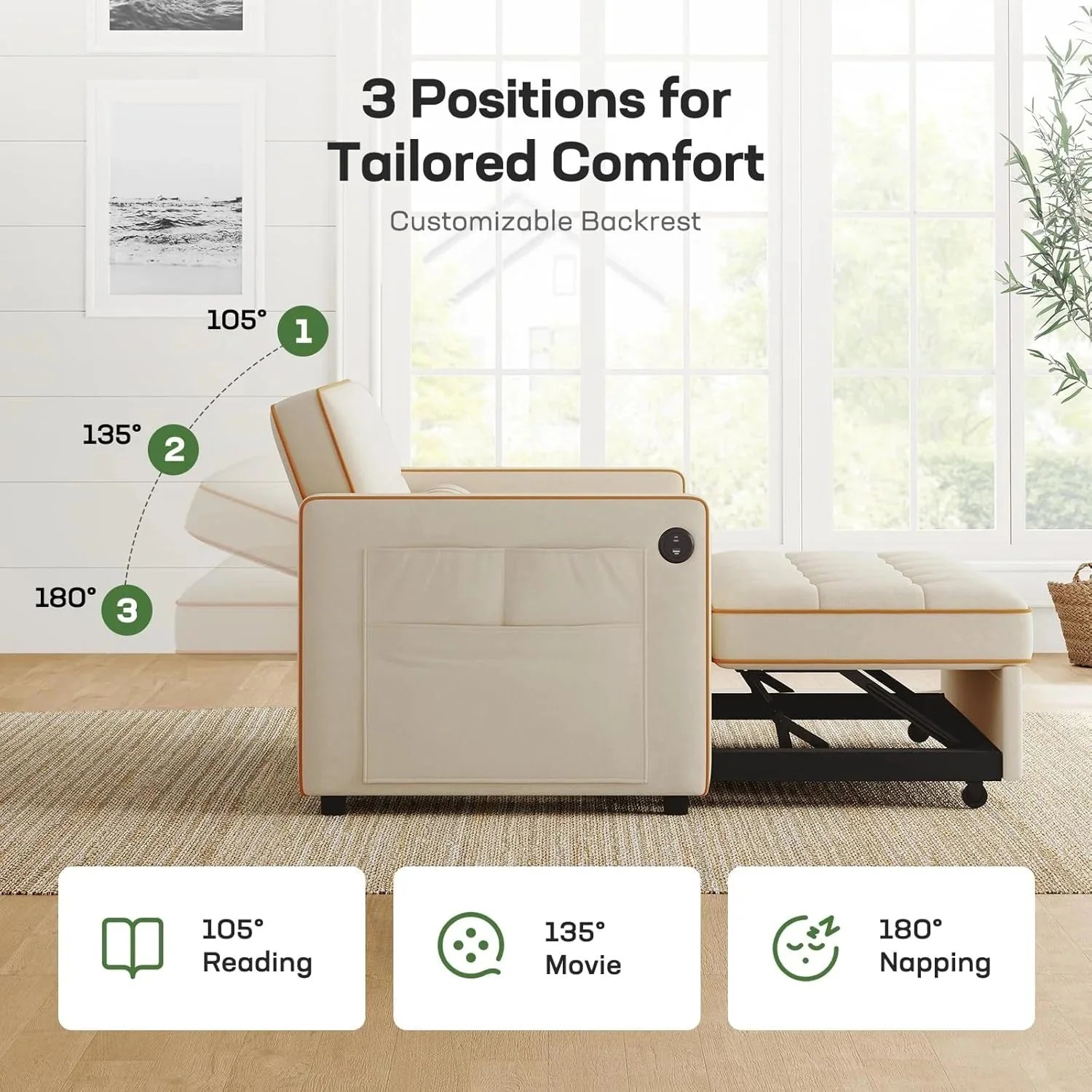 Annual Basic Line Sofa Bed 3-in-1 Convertible Sleeper Sofa Enhanced