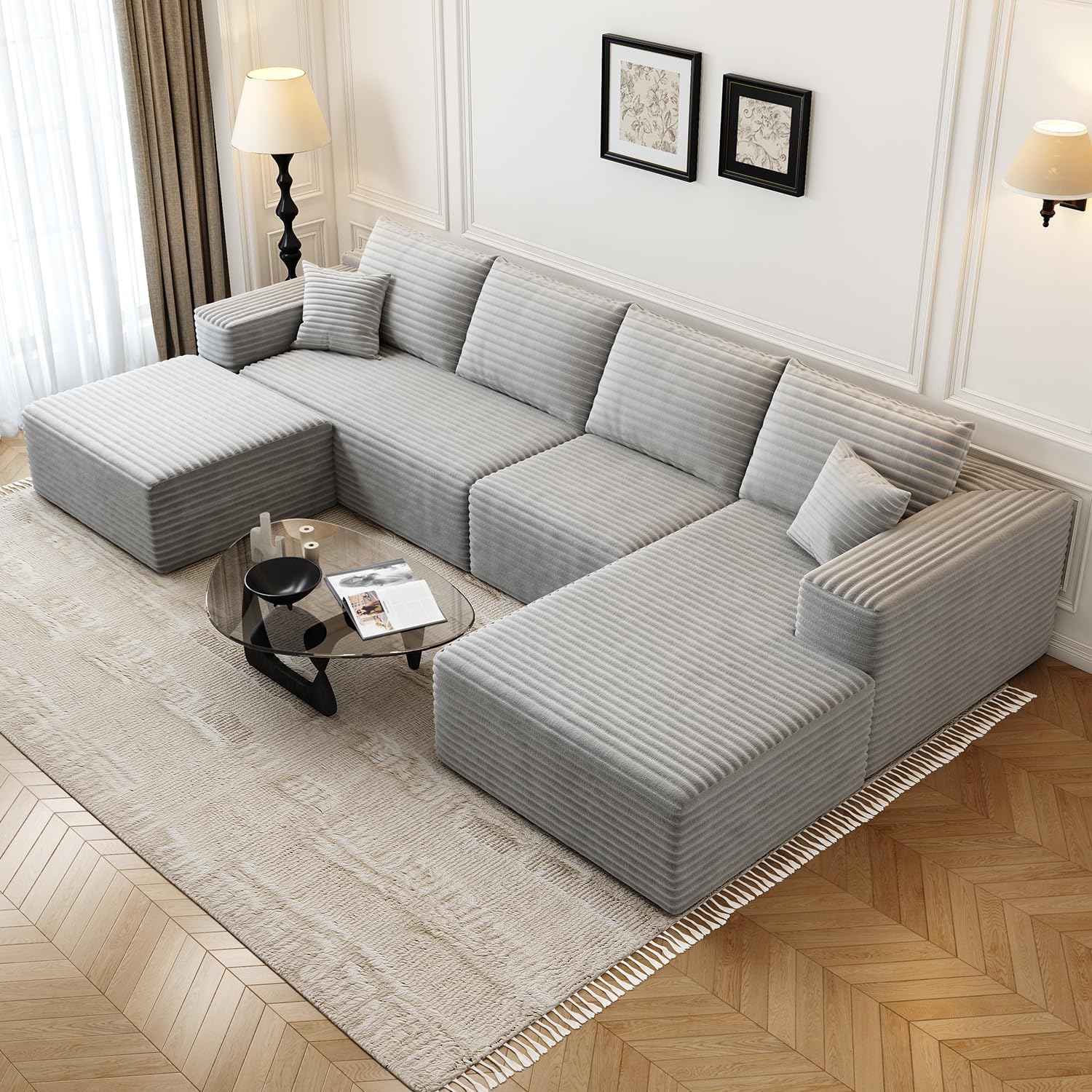 Durable Smart Pick 5" Cloud Modular Sectional Sofa L-Shape Chaise Deep Seat Black Left Facing Reliable