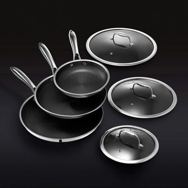 Limited Simple Goods HexClad 6 Piece Hybrid Stainless Steel Cookware Pan Set Sound