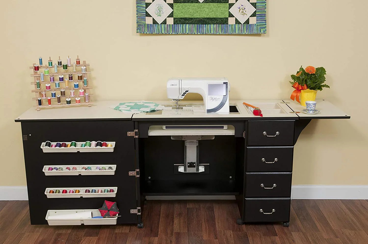 Revolutionary Open Market Norma Jean Sewing Cabinet for Sewing Cutting Quilting Crafting Black Enhanced