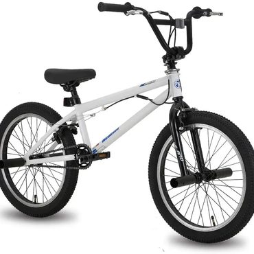 Popular Basic Line Hiland 20′′ BMX Freestyle Kids Bike, Hi-Ten Steel Frame, 360° Rotor, U-Brake, White Sound