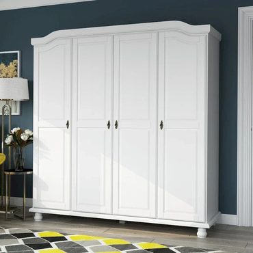 Durable Clear Choice Palace Imports 100% Solid Wood Kyle 4-Door Wardrobe Armoire with Solid Wood or Mirrored Doors Enhanced